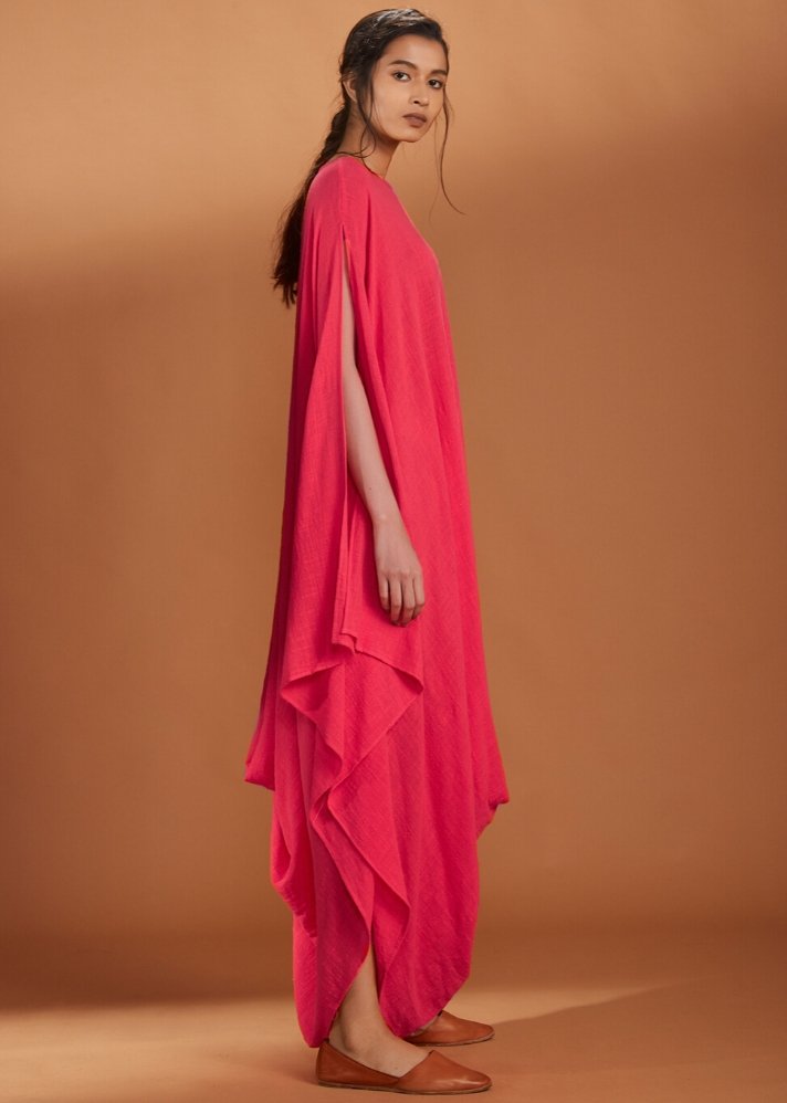 Cowl dress Kaftan style - Coral - onlyethikal