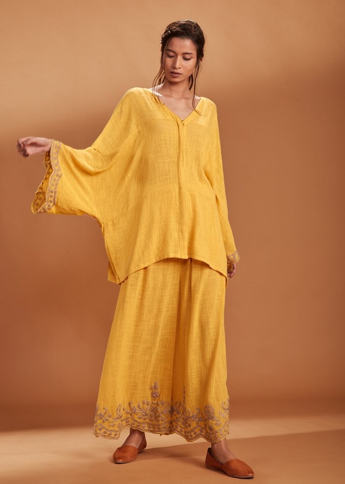 Kaftan top and pants set - Yellow - onlyethikal