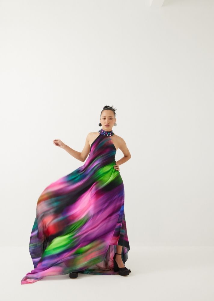 فستان ميلكي واي بحمالات حول الرقبة