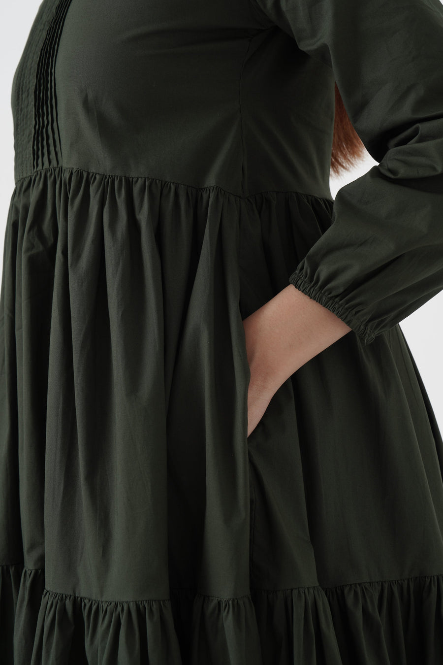 باستلنغ سول - فستان بثنيات وفتحة من الظهر - أخضر