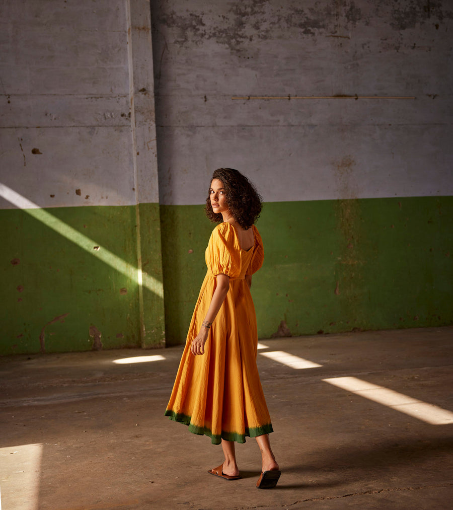 A Model Wearing Yellow Pure Cotton Simmering Sunshine, curated by Only Ethikal