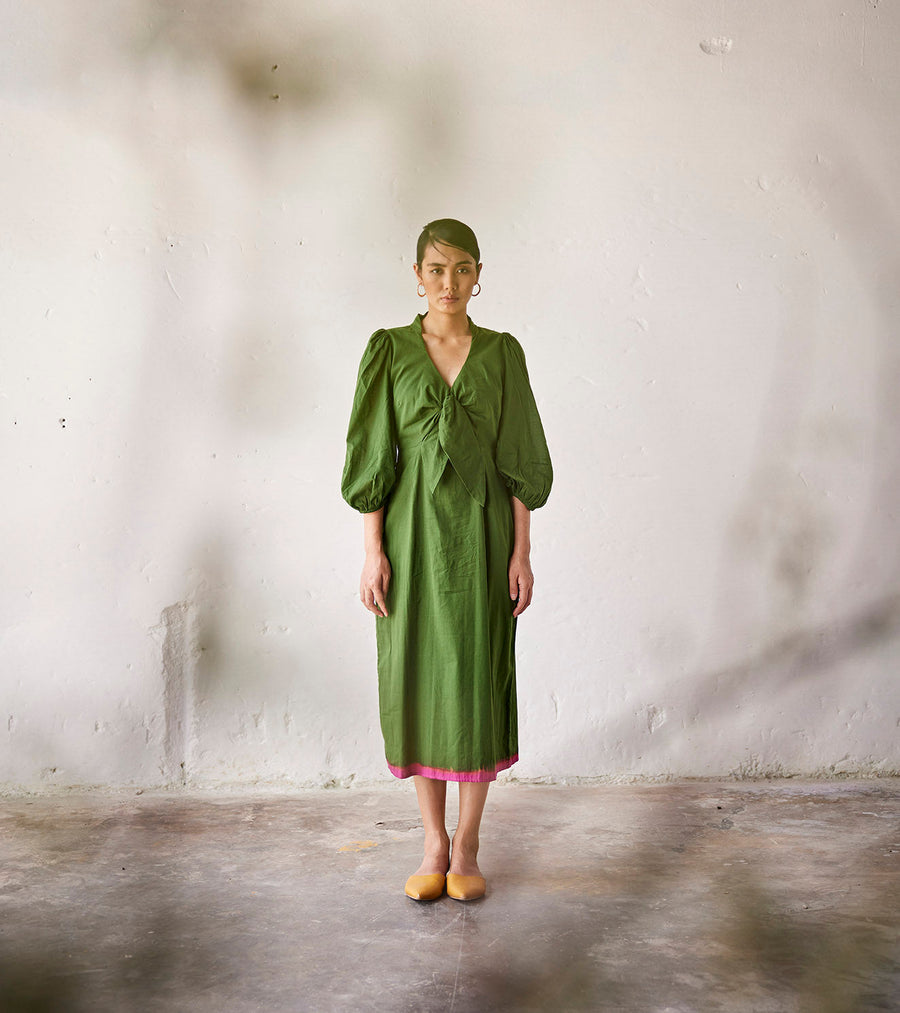 A Model Wearing Green Pure Cotton Tree House, curated by Only Ethikal